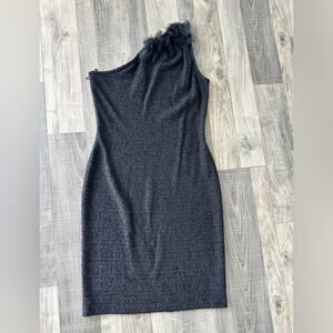 St. John Black One-Shoulder Sheath Dress